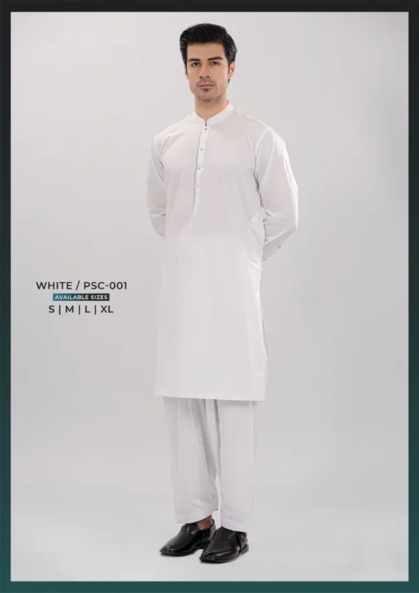 Narkins Stitched Collection – White Cotton Premium Men’s Shalwar Kameez